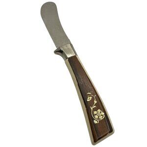 Vintage Lifetime Cutlery Cheese Knife Cream Brown Floral Replacement